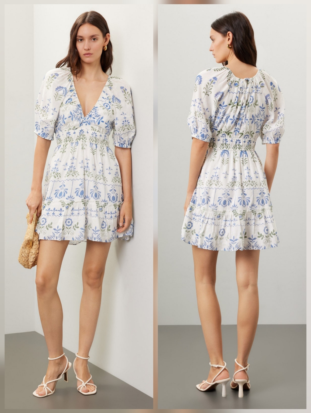Saylor Gracey Dress Short Sleeves V-Neck Cotton Size Xs